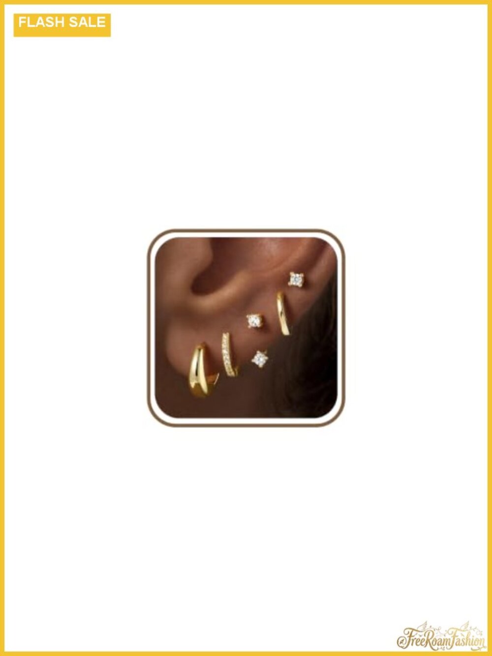 7-Piece Hypoallergenic Gold Silver Plated Stud Hoop Earring Set for Women
